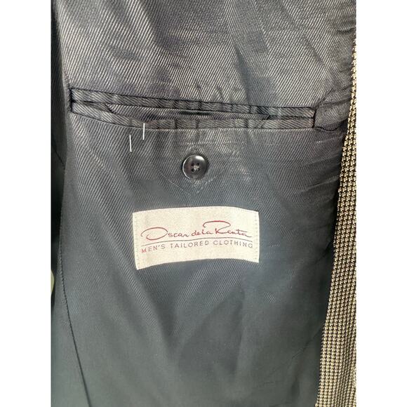 Oscar De La Renta Mens 44R Blazer Brown Houndstooth Sport Coat Classic 2-Button - Picture 8 of 8